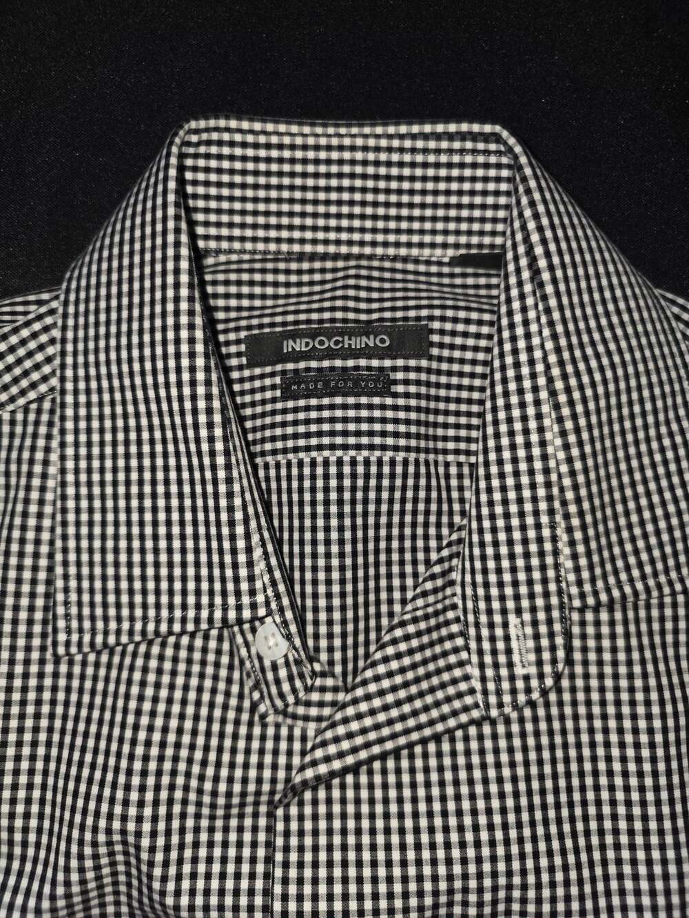 Indochino Black and White Gingham Check Long Sleeve Dress Shirt